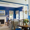 Fascinating Open Living Concept Prettifying Home Interior Décor: Fancy Decoration Of Open Plan Spaces With Blue Living Room Interior With The Pristine White Tone For Its Beams And Ceiling