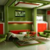 Inspiring Green Decor Ideas For Eco-friendly Drawing Room: Two Modern Green Armchair Plus Square Green Rugs Under Enchanting Glass Coffee Table As Well As Gorgeous Sofa Adorning Living Room Decor Green Colors